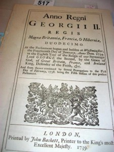 A 1739 George II British Parliamentary paper referring to the repair of roads in Lincolnshire