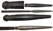 A 19th century Masai Stabbing Spear with a cord-bound wooden hilt