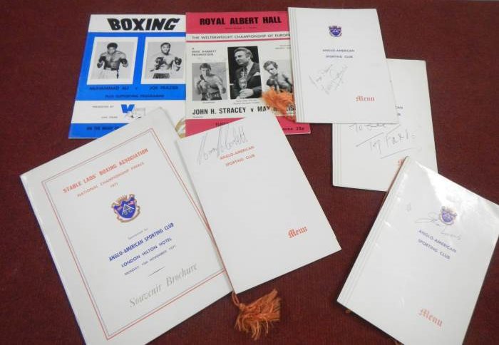 Boxing Memorabilia signed by Joe Louis, Floyd Patterson, Tommy Farr etc and Ali / Fraizer Programme