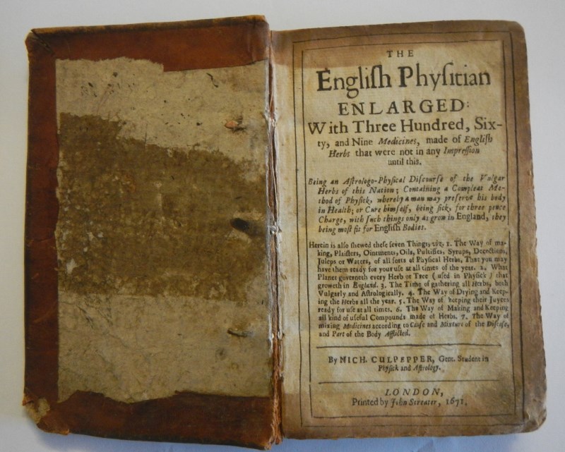 a 1671 edition of The English Physitian by Nicholas Culpepper