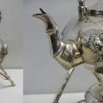 19th c white metal teapot