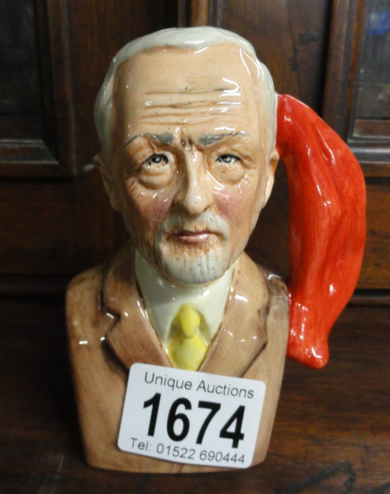 A one of a kind colourway of the Jeremy Corbyn Character Toby jug