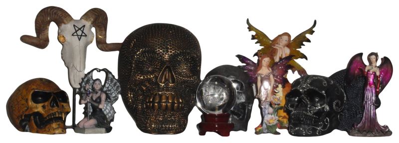 collection of gothic fantasy halloween items