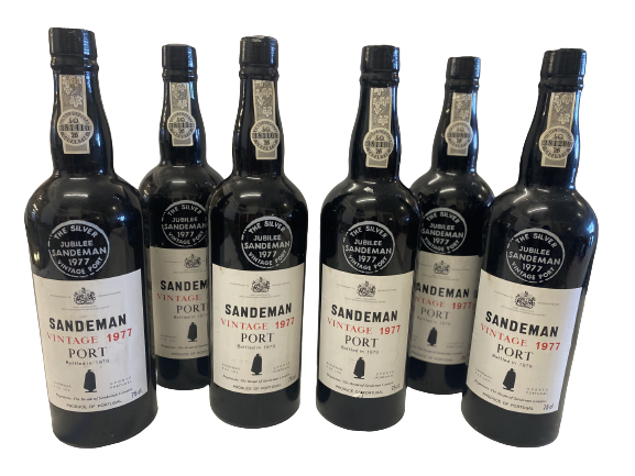 6 bottle of fine Sandeman 1977 Vintage Port for Silver Jubilee