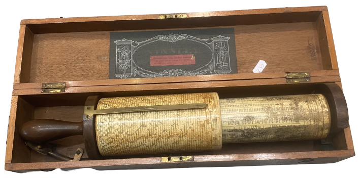 Very Rare Antique Fuller’s cylindrical calculator in fitted box