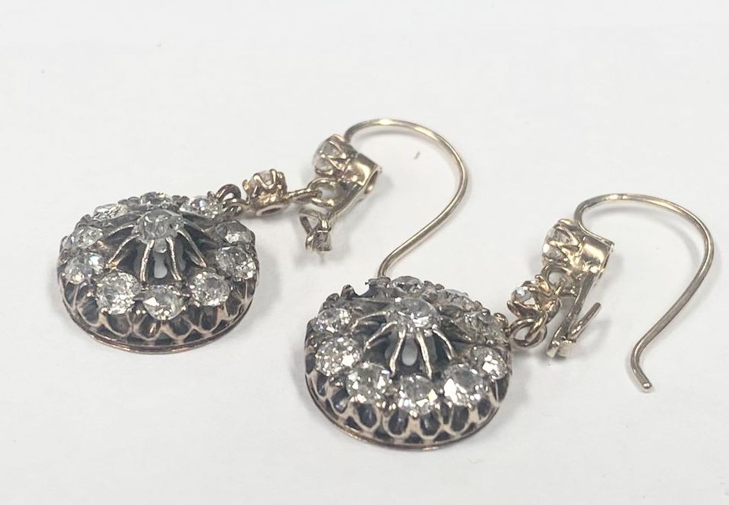 A pair of diamond earrings