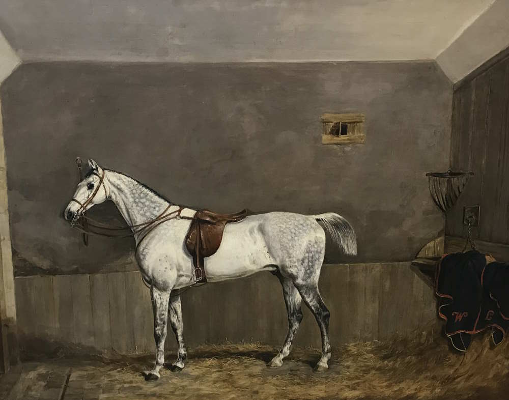 Fine 19th Century Oil of an Arab Horse in Stable