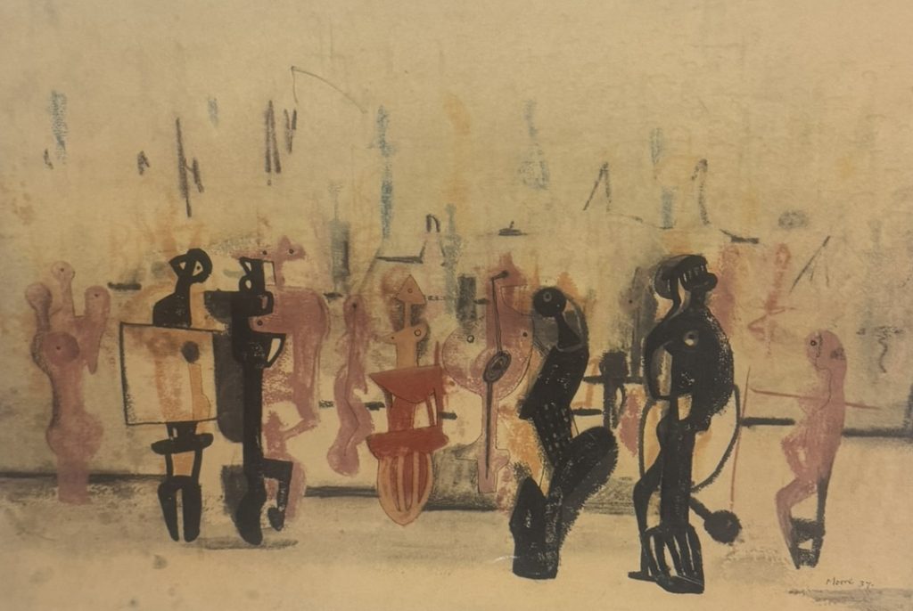 Henry Moore drawing for metal sculpture HMF 1314